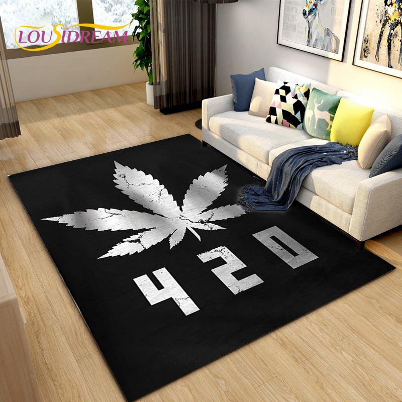 Reggae Music Jamaican Style Maple Leaf Area Rug,Carpet Rug for Living Room Bedroom Sofa Decoration,Kitchen Non-slip Floor Mat