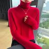 Women's High Neck Cable Knit Wool Sweater - Slimming Long Sleeve Cashmere Top