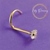 KODY PIERCING 18K GOLD Curved Stud And 2.5mm Round Zircon Set