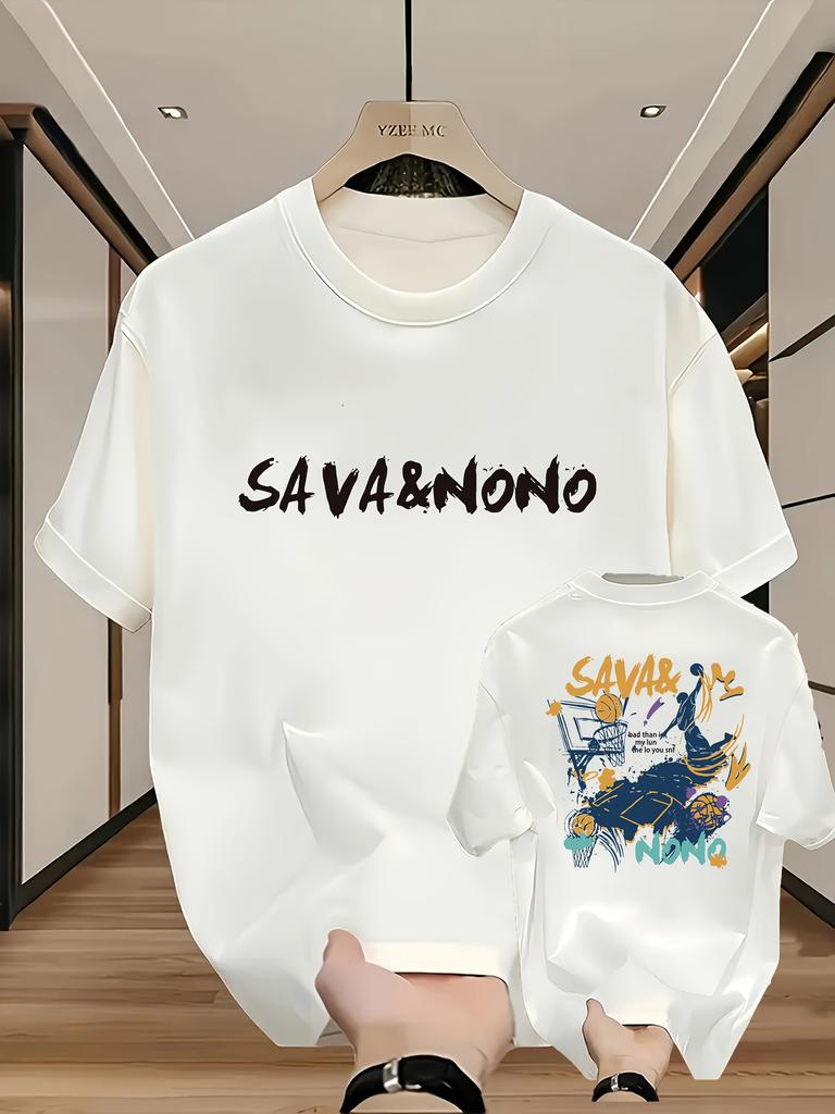 Мужская летняя модная повседневная спортивная футболка с коротким рукавом и круглым вырезом, свободного кроя оверсайз, с креативным принтом букв, 100% хлопок