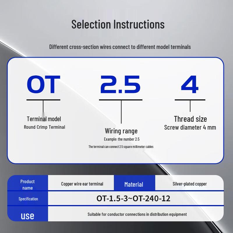 ELECALL OT Silver-Plated Copper Wire Connector