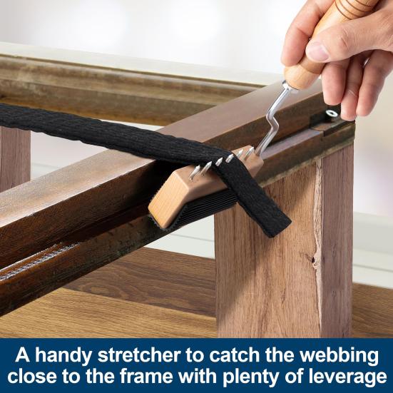 Растяжитель тесьмы с гусиной шеей, инструмент для обивки с 6 металлическими шипами, деревянная ручка, инструмент для растяжки тесьмы для кожи, холста