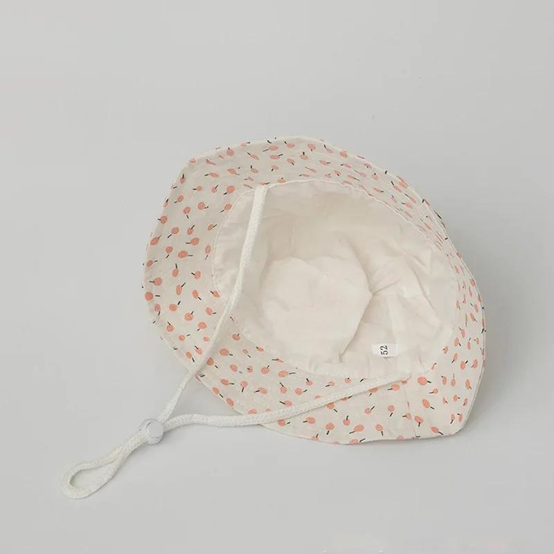 1-12Year Kids Fisherman Hat Pink Print Girl Baby Bucket Hats Cotton Breathable UV Protection Basin Cap Children Sunshade Visors