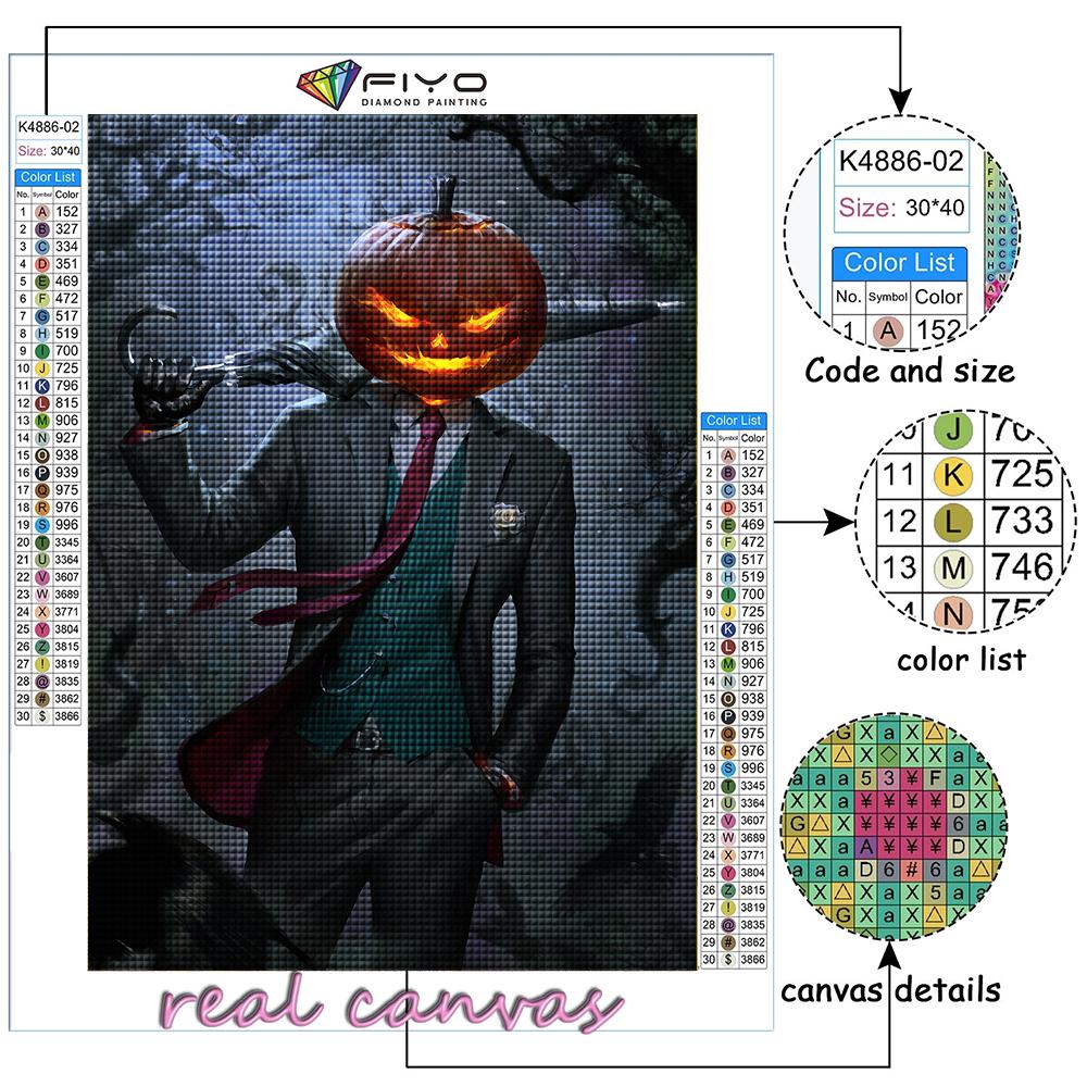 5D Diy Алмазная картина Хэллоуин Страшная голова тыквы Человек Вышивка крестиком Полный Алмазная вышивка Мозаика