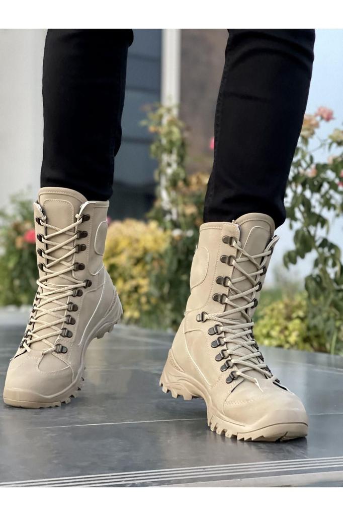 Men's Fashion Faux Leather Thick Heeled Boots Bootie Unisex Military Boots Boots Shoes