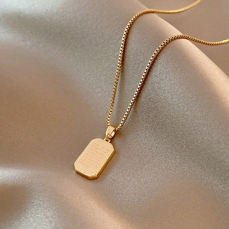 Новый кулон на ключицу, цепочка, геометрическое двухстороннее ожерелье с буквенным принтом Ins Cold Wind Simple Temperament Trend