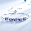 Five Oval Nano Tanzanite 925 Sterling Silver Adjustable Bracelet Custom Fashion Jewelry 925 Silver Cubic Zirconia Women Bracelets