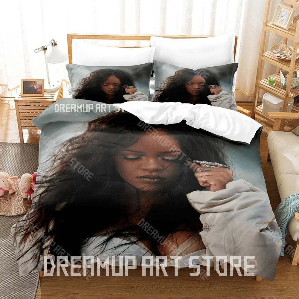 3D Print Singer R-Rihanna Bedding Set Single Twin Full Queen King Size Bed Set Adult Bedroom Duvetcover Sets Anime Bed Shee