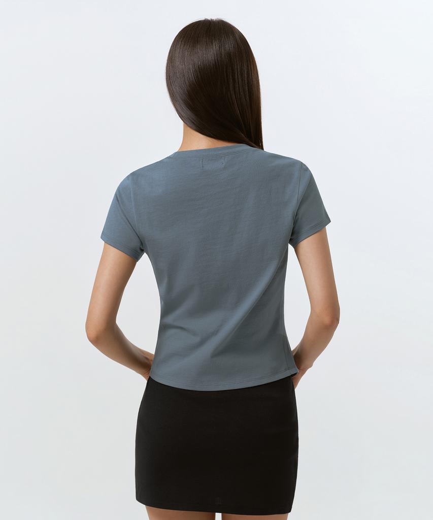 MUSINSA STANDARD WOMAN Women'S Round Hem T-Shirt [Peacock Blue]