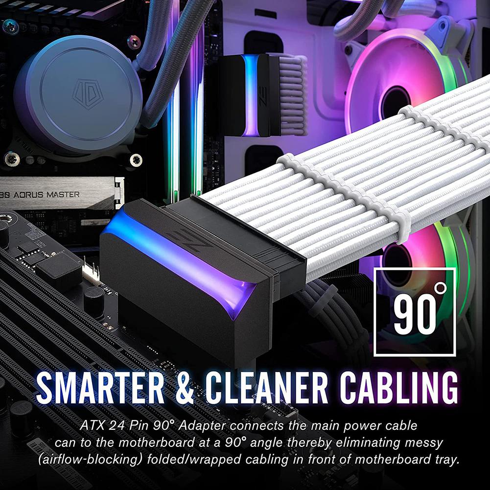 Адаптер питания ATX 24 Pin to 90 Degree Power Plug 5V ARGB Материнская плата Материнская плата Кабельный разъем для самостоятельного монтажа Модульный