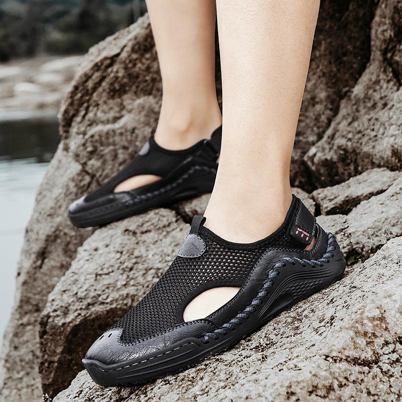 Men Sandals Black Gladiator Sandals Outdoor Summer Green Roman Sandals Sport Beach Shoes Plus Size Close Toe