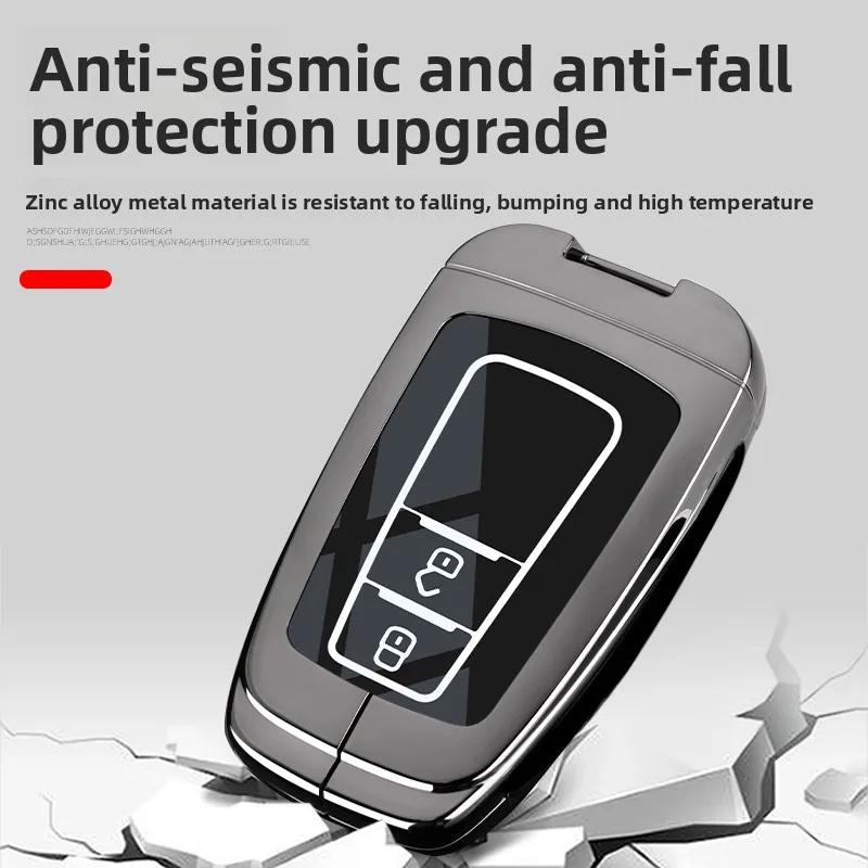 Zinc Alloy Leather Car Key Case Cover Shell for Toyota CHR Hilux Fortuner VCBFDG5 Land Cruiser 200 Camry Corolla Crown RAV4 Highland