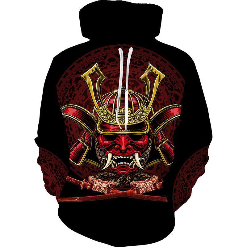 Trend Japanese Samurai Pattern Hoodies For Men Spring Autumn Long Sleeve Kids 3D Printed Pullover Loose Streetwear Harajuku Tops