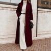 Женское шерстяное пальто с лацканами, однотонное, длинное, смесовое, двубортное, теплое, зимнее
