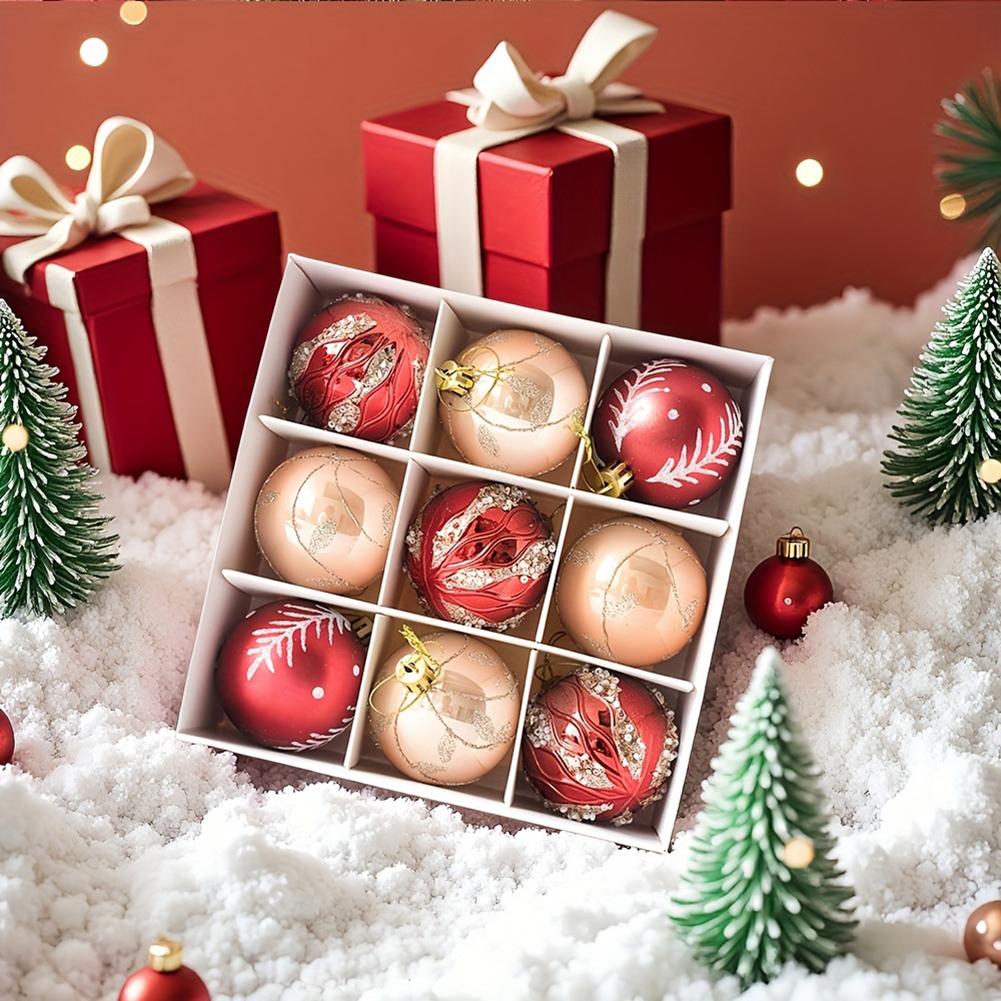 Red White  Gold Christmas Baubles 9pcs 6cm Christmas Tree Ball Ornaments Christmas Crafts Supplies Christmas Decorations