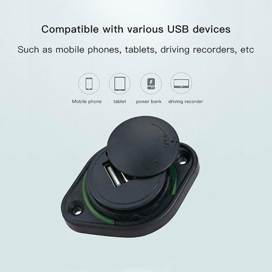 3.1A 12-24V Сдвижная крышка Автомобильный автобус Лодка Двойной USB-порт Зарядное устройство Розетка