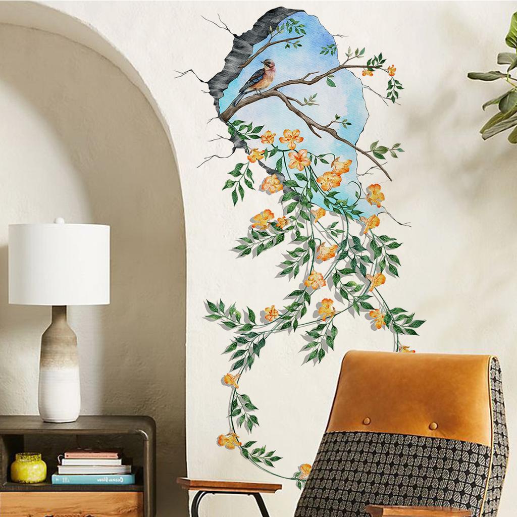 Цветочные наклейки Гостиная Стена Фон Наклейки На Стены Спальня Комната Стены Украшения Наклейки Обои Самоклеящиеся Наклейки