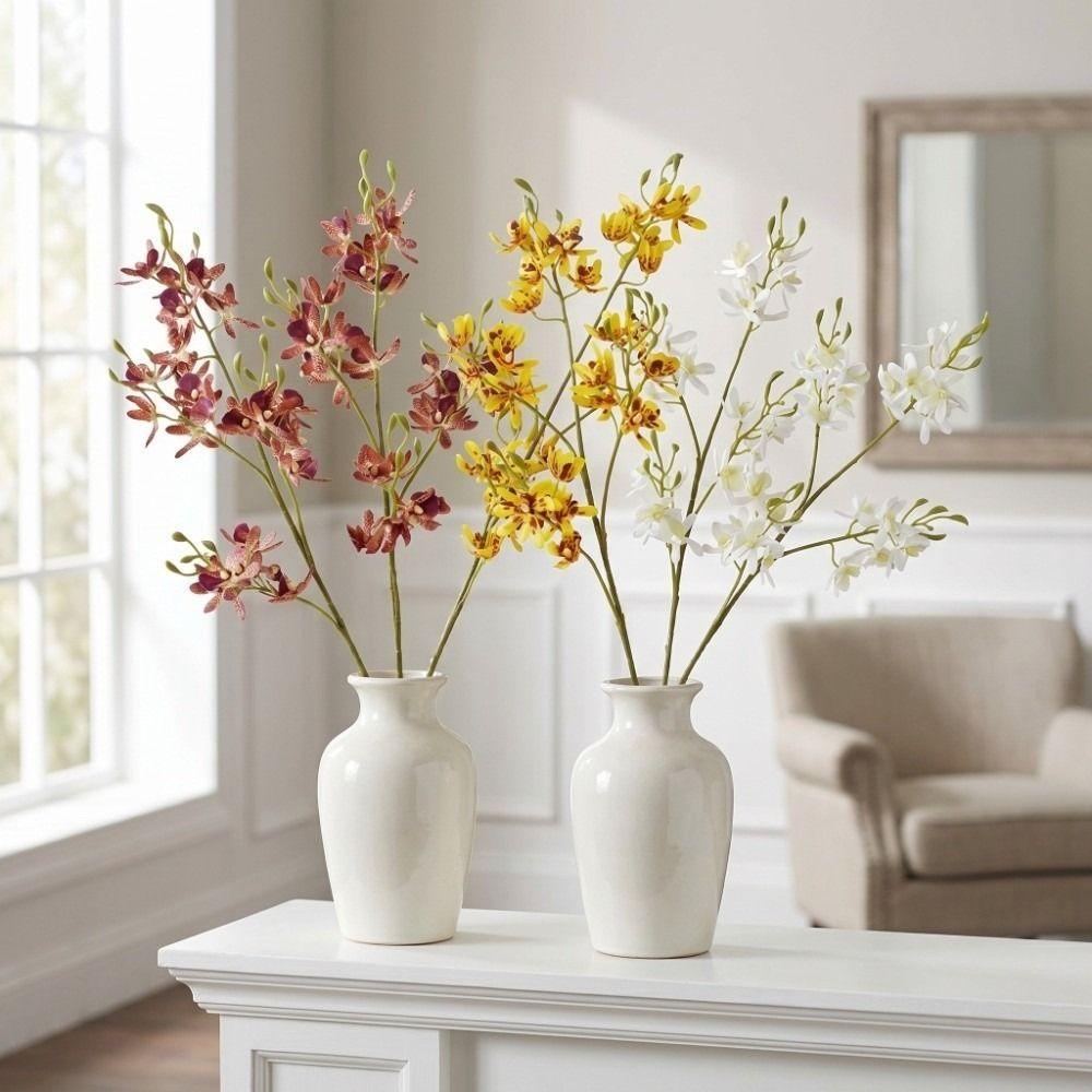 Small Butterfly Orchid Simulation Mini Orchid Real Touch Fake Flower Branch Outdoor Garden Decor