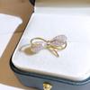 Trendy Buckle Bowknot Brooches Women Prevent Wardrobe Malfunction Brooch Buckle Three-dimensional Crystal Creative Corsage Accessories