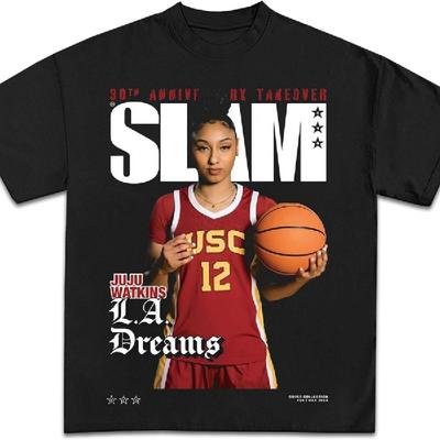 Графическая футболка Juju Watkins SLAM Cover Премиум Качества Тяжелая Баскетбольная Футболка для Взрослых и Детей