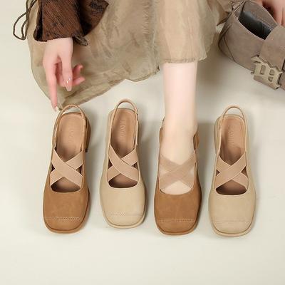 Баотоу сандалии на перекрестных ремешках женские весенне-летние новые туфли Мэри Джейн с ретро неглубоким вырезом и пряжкой на ремешке большого размера