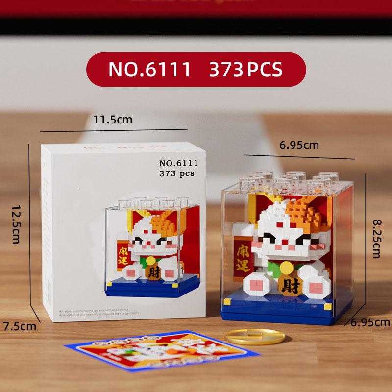 Lovely Cartoon Animal Micro Diamond Building Block Lucky Cat Lesser Panda Box Nanobricks 3D Wall Bricks Toys For Kids Gifts
