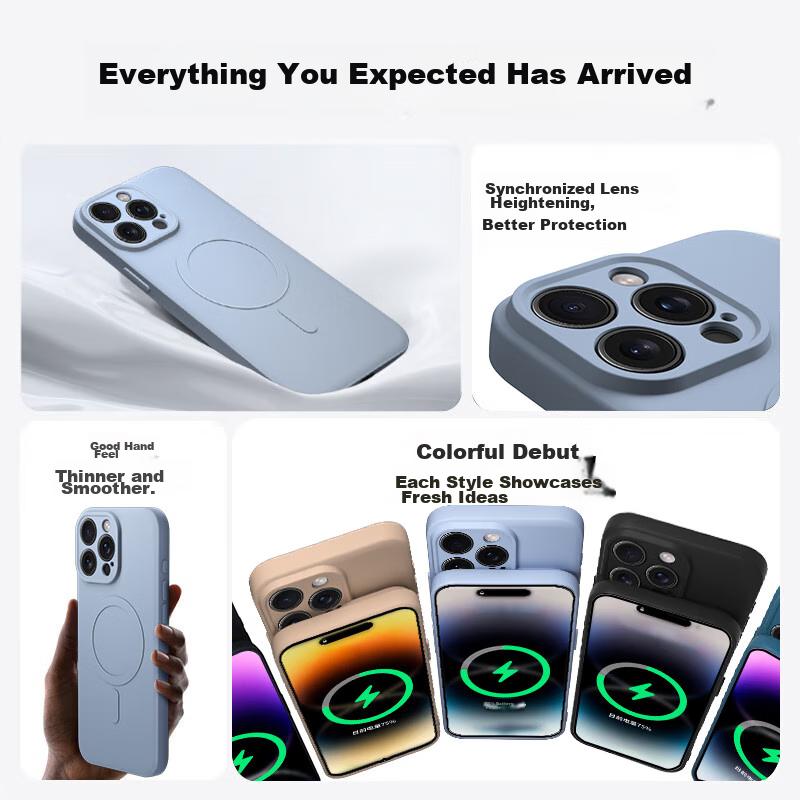 IPhone 14 Pro Max Case, Apple 14 Pro Max Protective Cover, Skin-Friendly Silicone Magnetic Full-Coverage Soft Case, Midnight Black