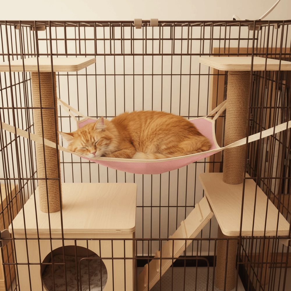 Comfortable Pet Cage Hammock Wear Resistant Hanging Sleeping Bed Cat Hanging Hammock  Indoor