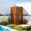 Metal Privacy Screen, 50 x 160cm Freestanding Modern Privacy Fence, Garden Divider Panel with Extended Ground Stakes & Carbon Steel Plate,