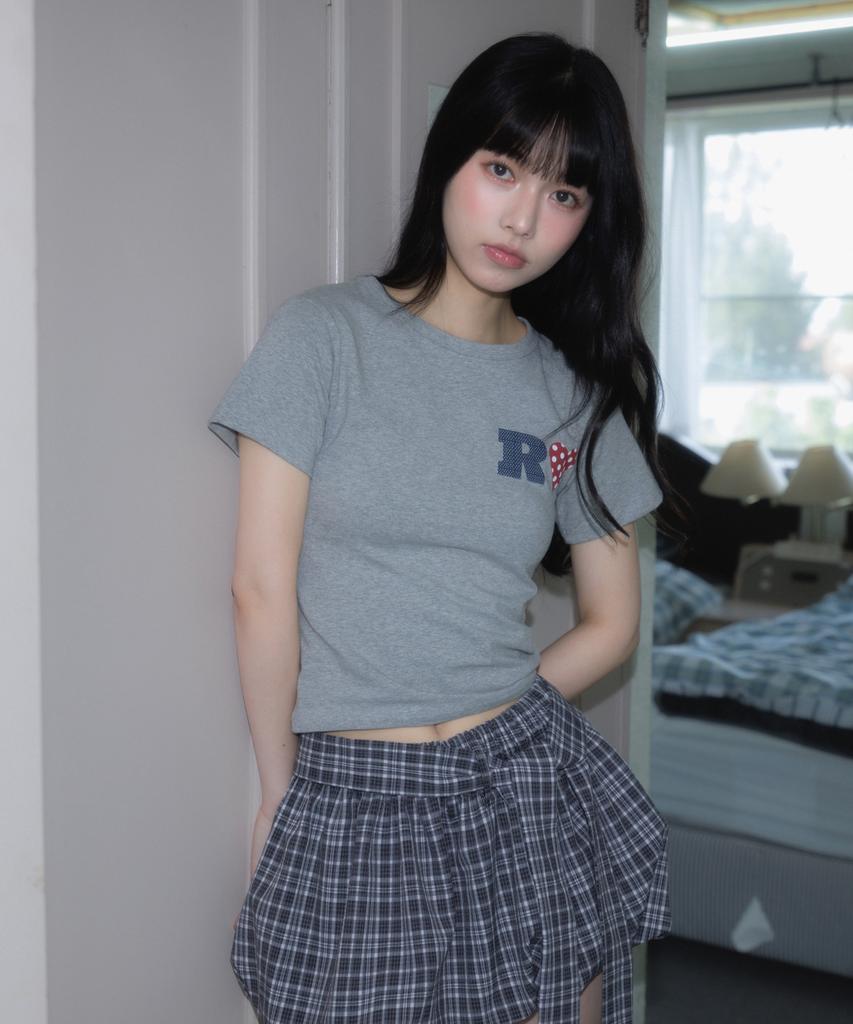 ROSEFRANTZ Dot Heart Cotton T-Shirt [Gray]