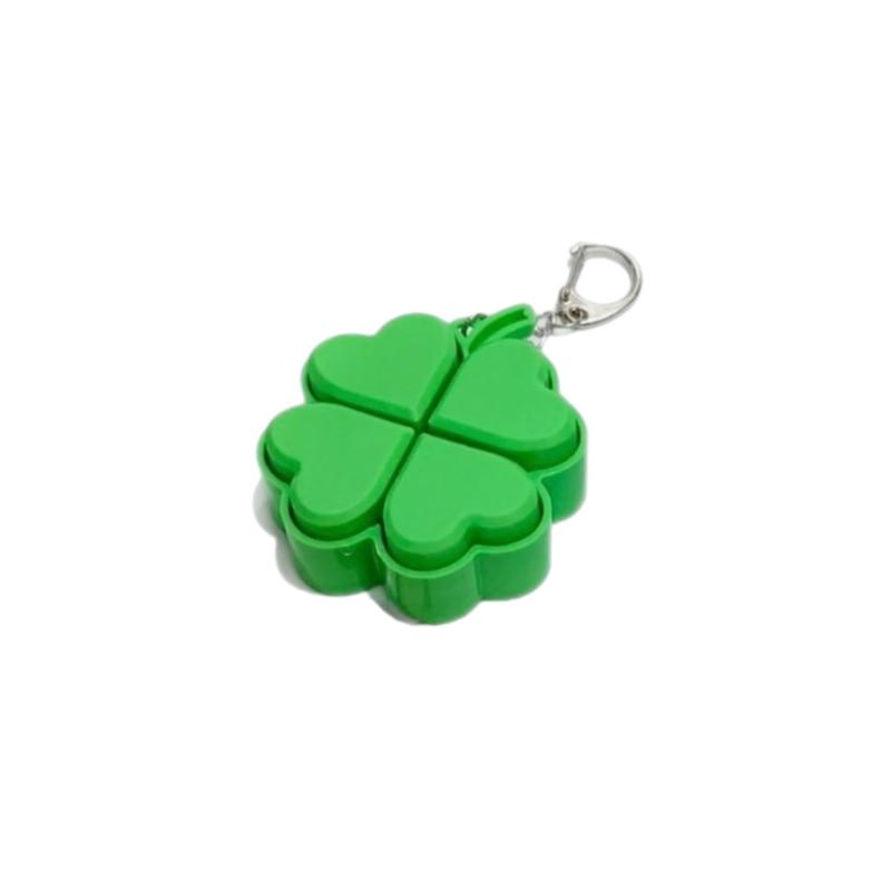 Stress Relief LED Keychain with Four-Leaf Clover Design Clickable Buttons for Everyday Use