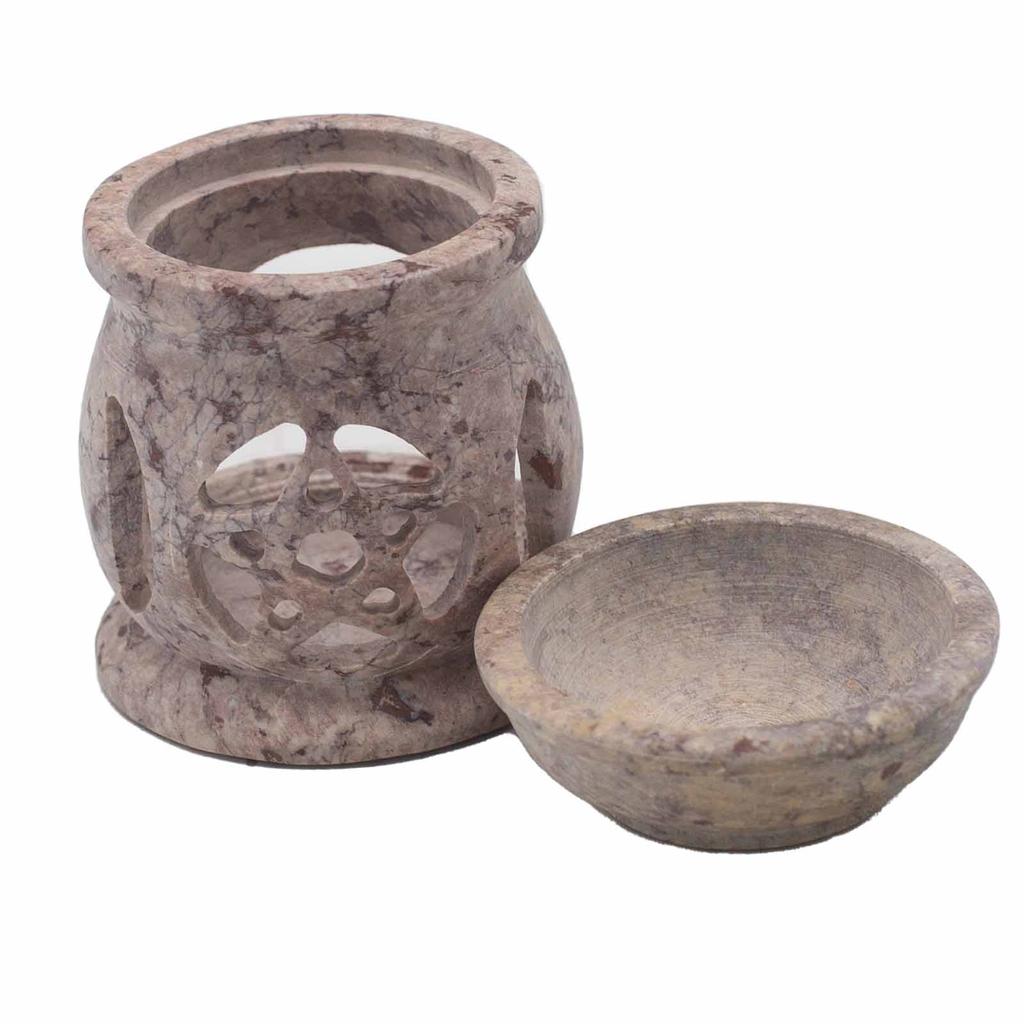 Soapstone Oil Burner 8cm Three Moon Pentagon