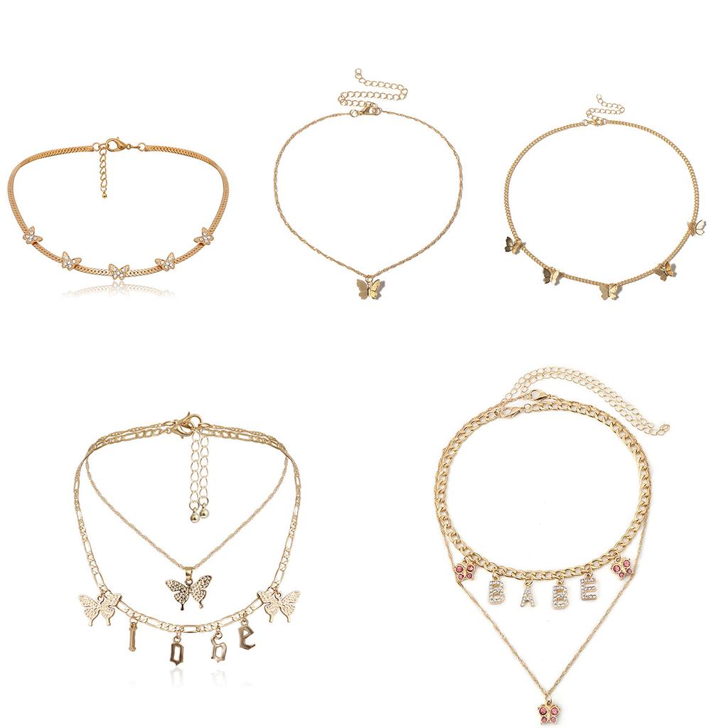 Jewelry, Minimalist Thin Chain, Single-Layer Collarbone Chain Necklace, Temperament Super Fairy Butterfly Necklace Choker