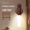 Rechargeable LED Night Light: Smart Motion Sensor Table & Hallway Lamp with Magnetic Mount & Imitation Wood Grain Finish