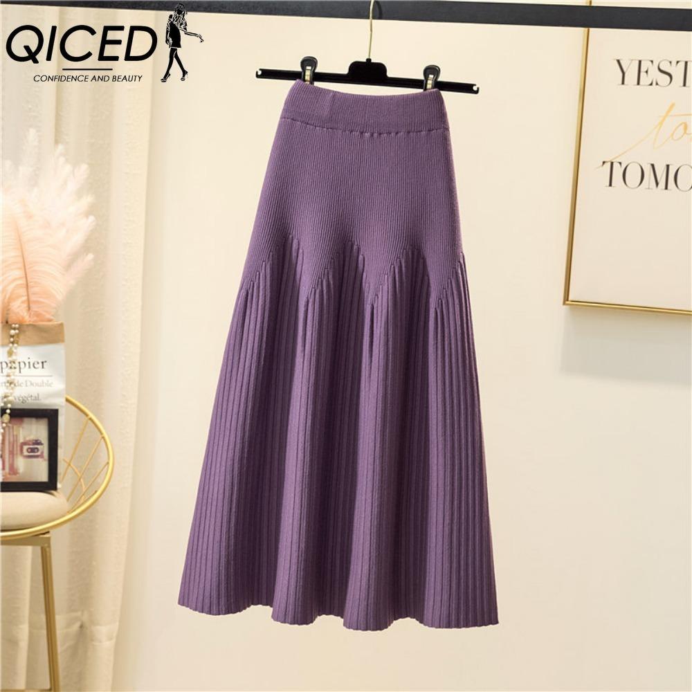 QICED Женская Мода Повседневная Однотонная С Принтом Летняя Весенняя Юбка