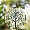 Metal Wind Spinner Garden Decor with Tree Leaf Design 360 Degree Rotating Hook for Patio Yard Lawn Outdoor Decoration No Electricity Needed