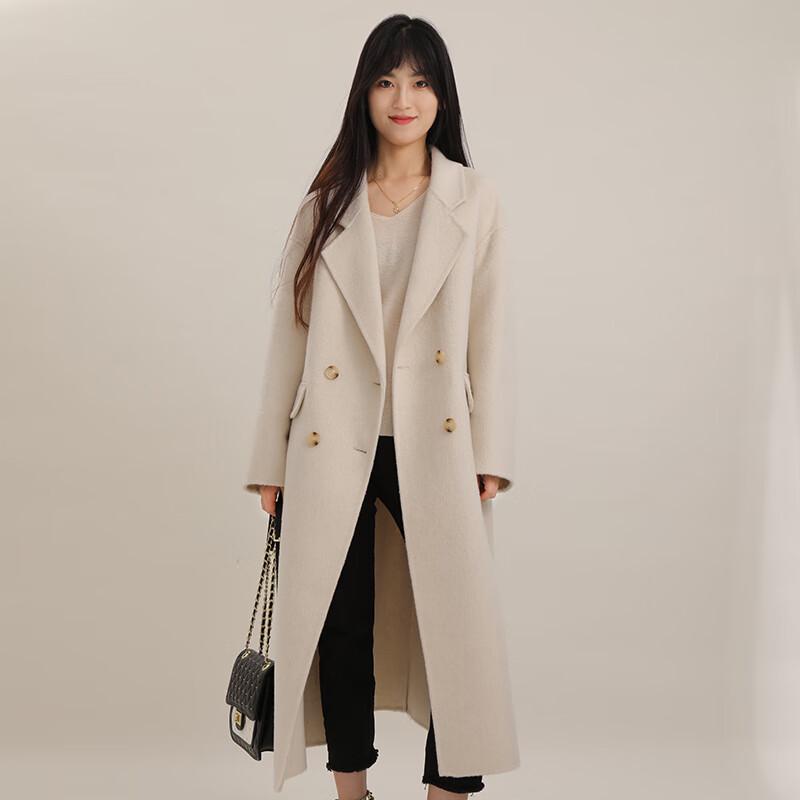 Eliten Women's Double-faced Lamb Wool Lapel Mid-length Coat
