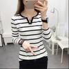 Spring Women's Casual Striped V-Neck Long Sleeve T-Shirt