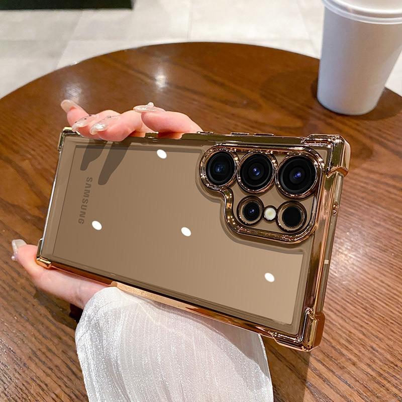 Роскошный противоударный прозрачный чехол с покрытием для Samsung Galaxy S25 Ultra S24 S23 S22Plus S21 S20, жесткий акриловый гибридный защитный чехол-бампер