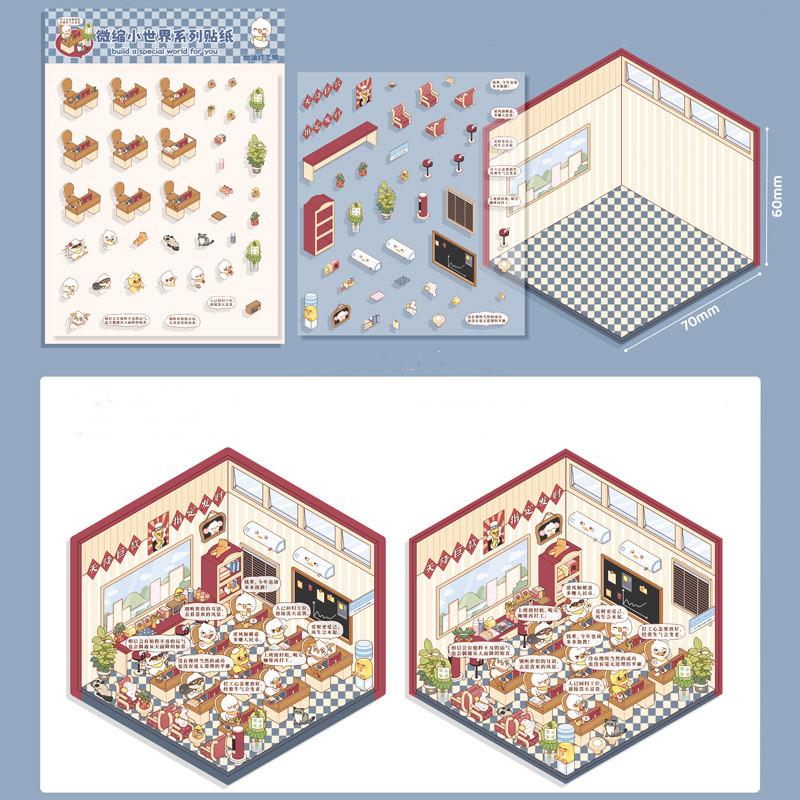 Мультфильм Еда Уличный Пейзаж Наклейка Сцена из Хижины DIY Игрушка Игра Наклейка Фестиваль Подарок На День Рождения для Детей Девочек и Детей