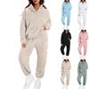 Winter Warm Fleece Pajamas For Women Set Cute Hooded Loungewear Soft Pants Comfy Loose 2 Piece Outfits