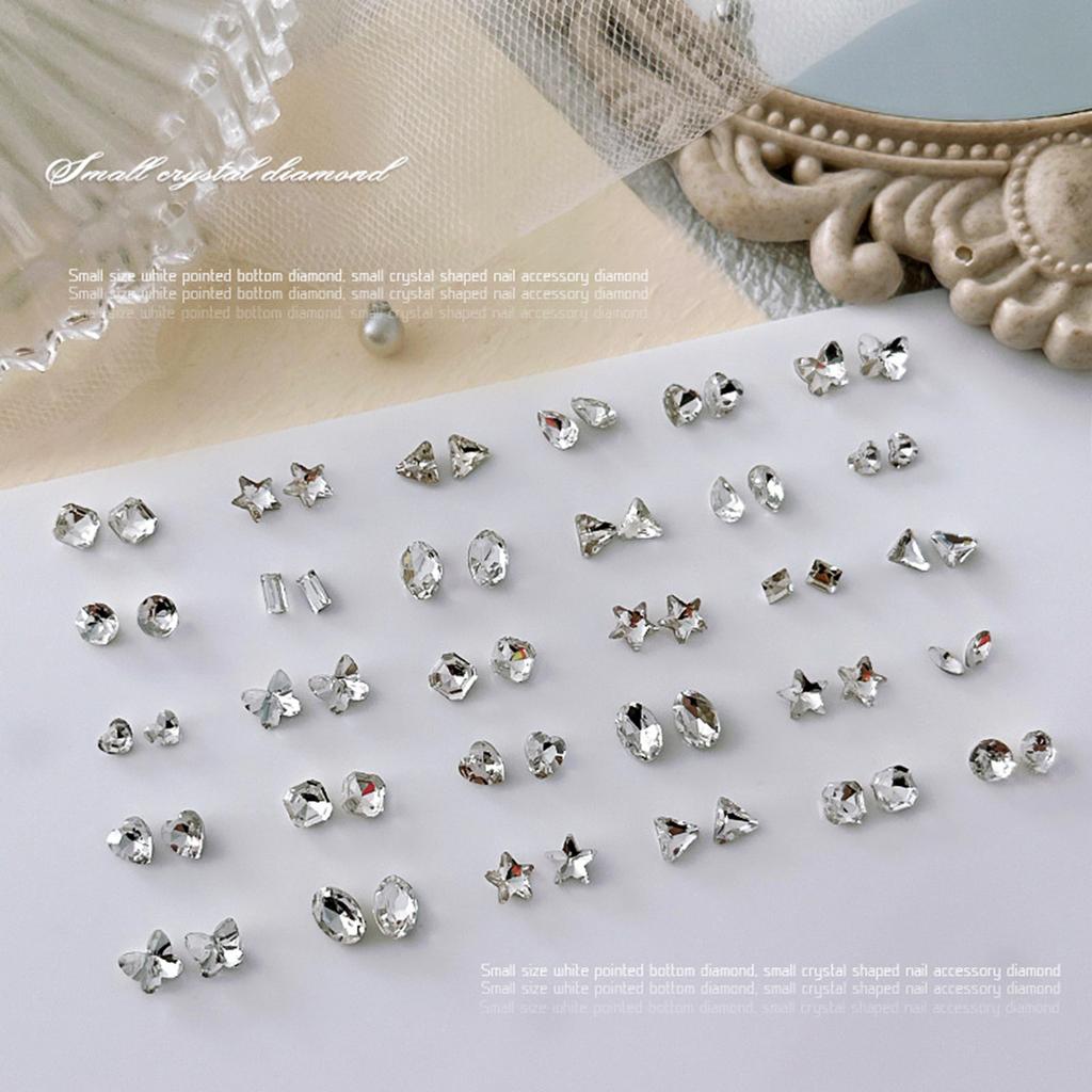 50 шт. Мини-стразы для ногтей с заостренным дном и кристаллами, украшения для ногтей, хрустальные стеклянные камни, маникюрные стразы для ногтей