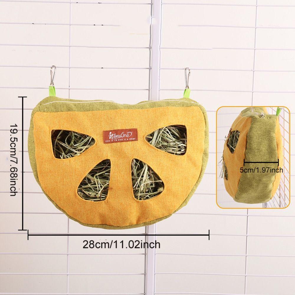 Washable Hay Bag Feeder Wear Resistant Small Animal Feeder 4-Hole Feeding Bag  for Pet Cage
