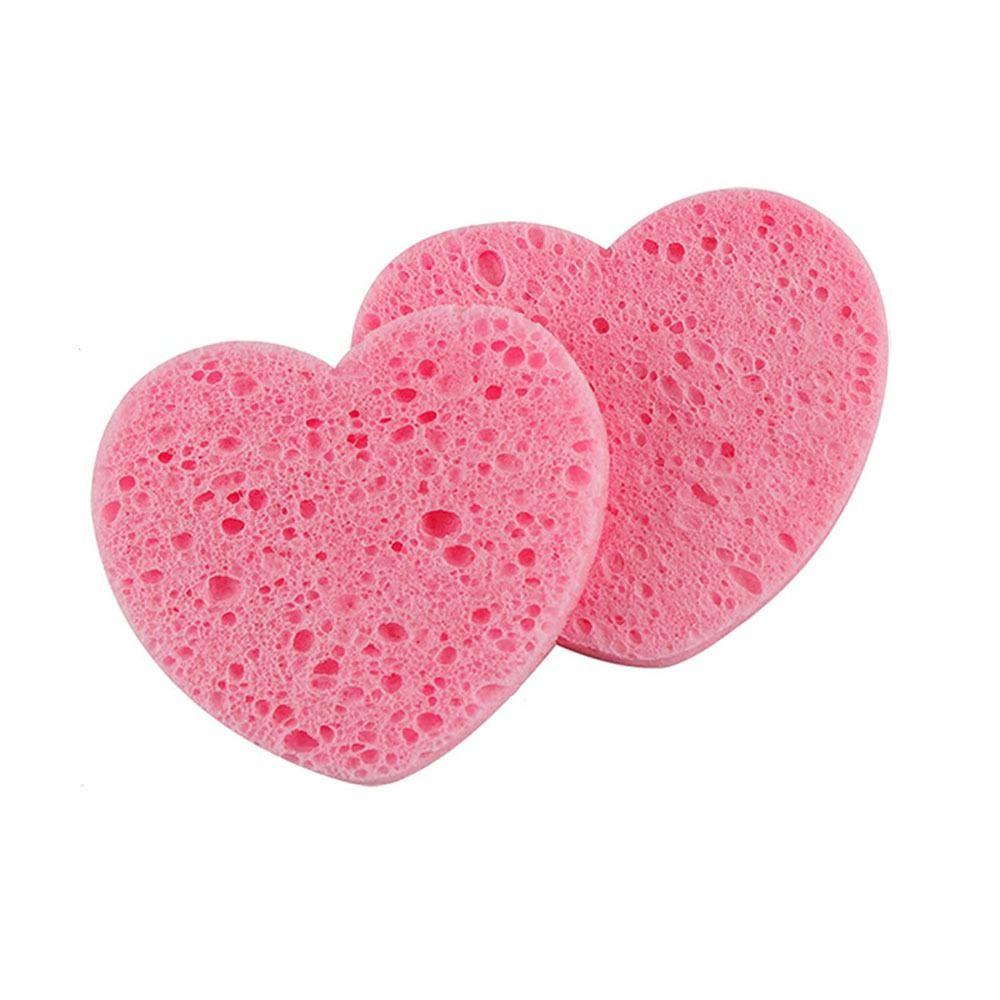 10 Pieces Pink Cosmetic Puff Heart Shaped Natural Makeup Remover Tool 7mm Face Washing Cleansing Sponge Compressed Sponge Travel