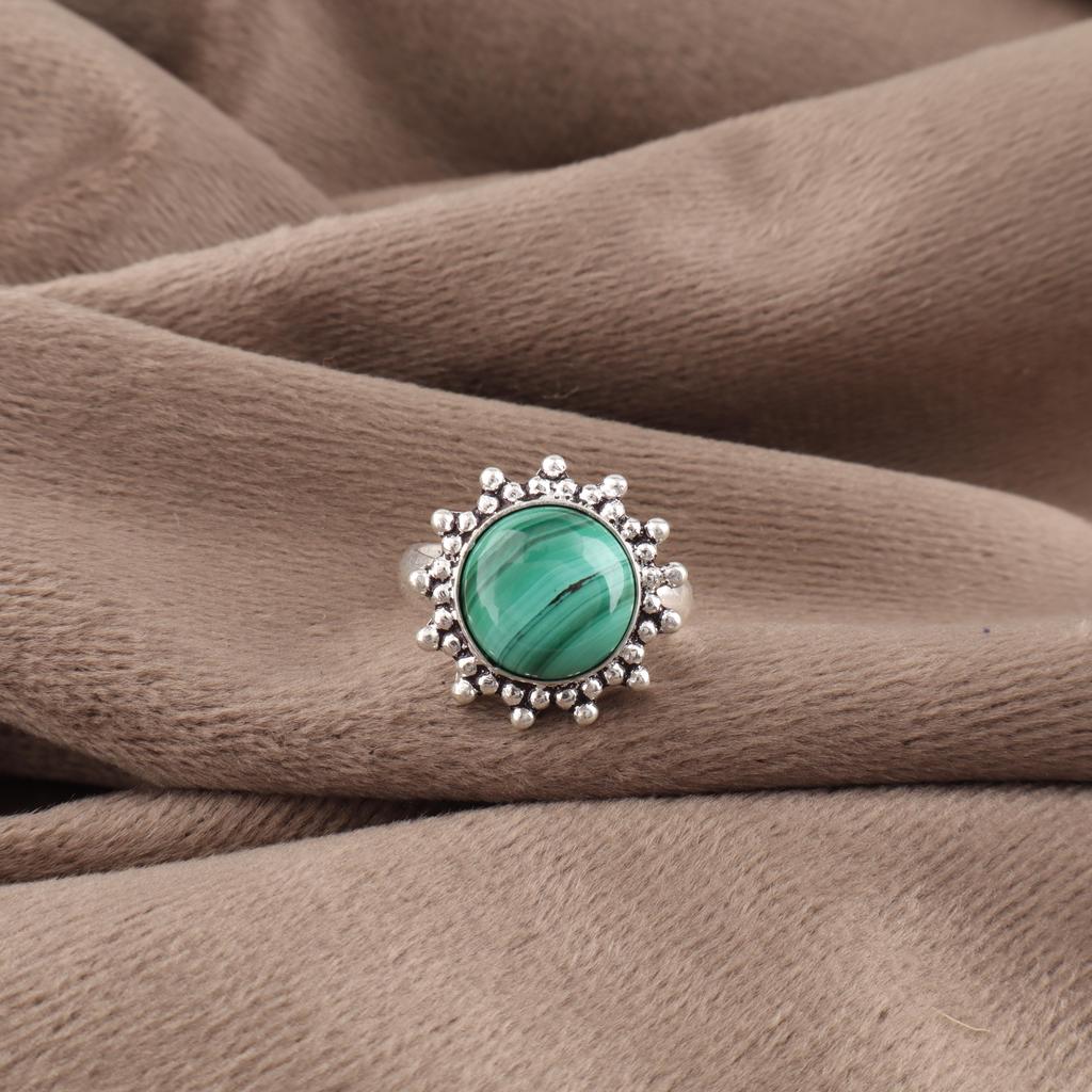 Malachite Ring, 925 Sterling Silver Ring Jewelry. Handmade Spiritual Ring Gemstone Jewelry Gift for Her