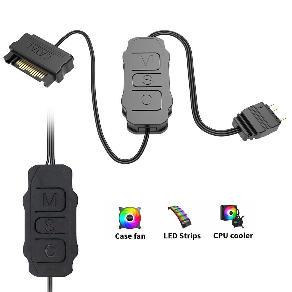Кабель-удлинитель ARGB 5V 3PIN на интерфейс SATA, кабель контроллера RGB-синхронизации для вентилятора ПК, светодиодной ленты