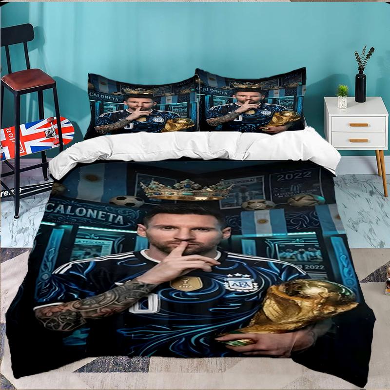 3PCS Argentina's Soccer Triumph Bedding set,Ideal for1pc Duvet Cover And 2pcs Pillowcases Perfect for Christmas gift,Ideal for Bedroom, Dormitory