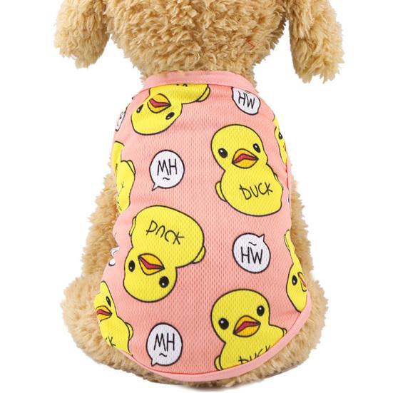 Весна Лето Дышащий Мультяшный Узор Утка Кошка Собака Сетчатый Жилет Одежда для Питомцев