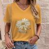 Women's Short Sleeved Printed V-neck T-shirt, Summer Fashion Casual Shirt, Street Fashion Oversized Women's Clothing