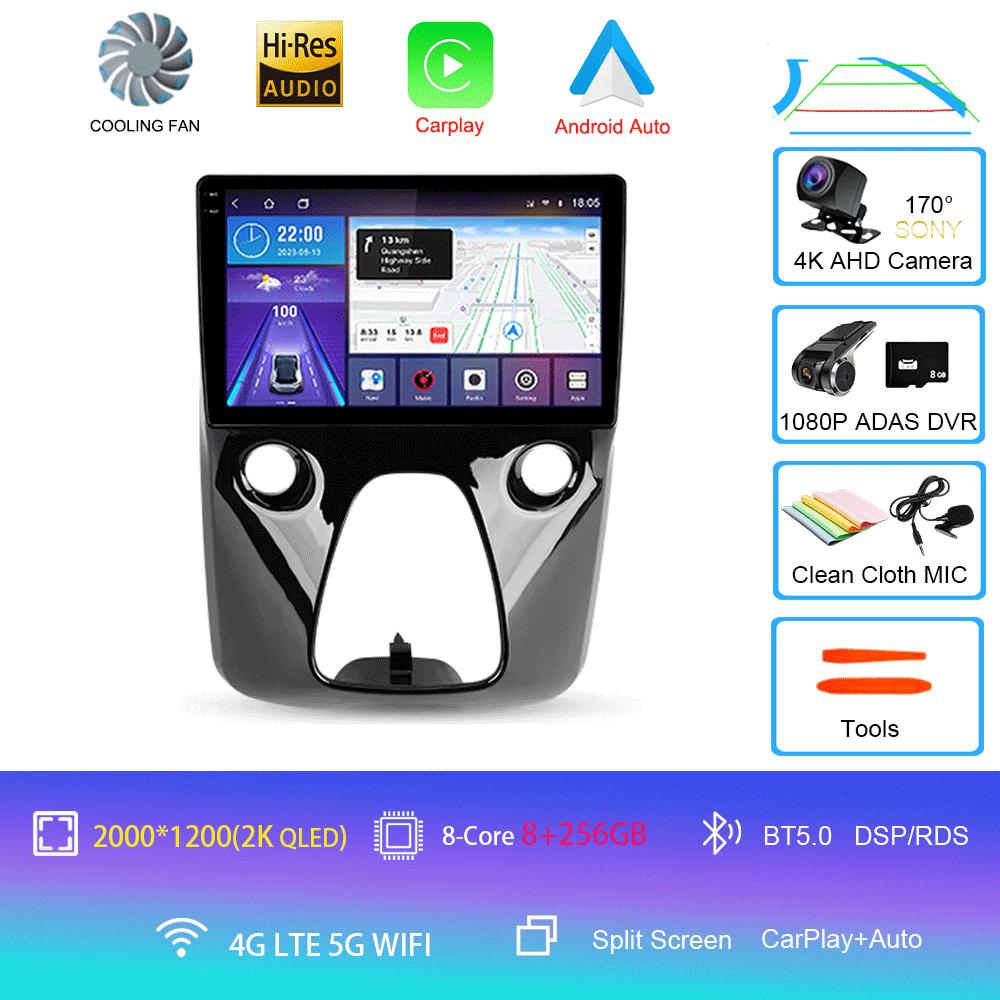 Автомобильное радио Android 14 для Toyota Aygo Peugeot 108 Citroen C1 2016 - 2020 Авто Мультимедийный Плеер Стерео 4G WIFI Carplay 360 Камера